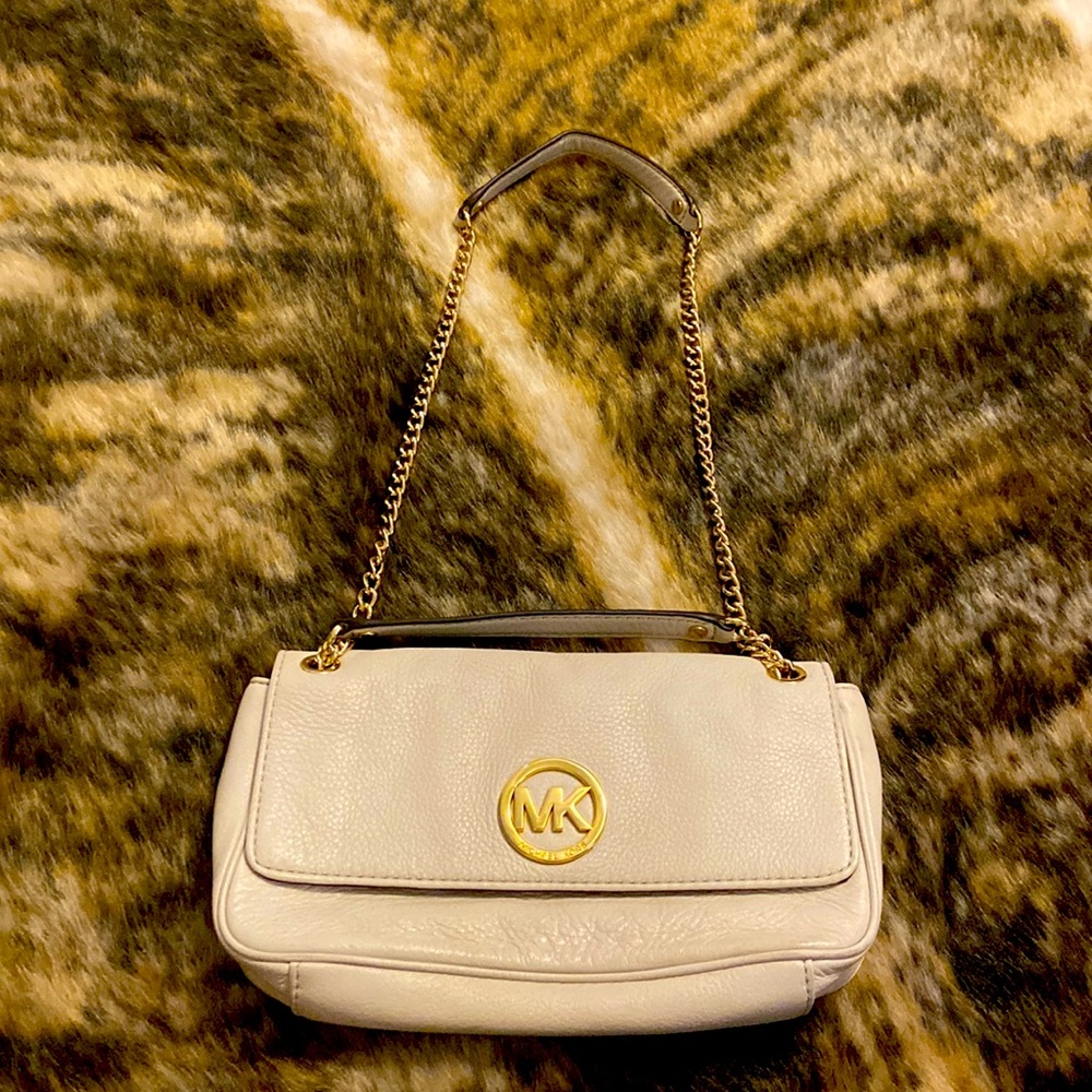 Michael Kors white leather clutch